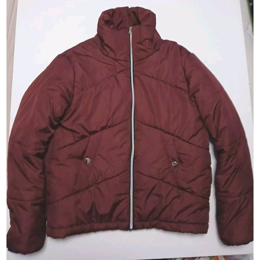 Me Jane Women’s Burgandy Full Zip Puffer Coat Size Medium